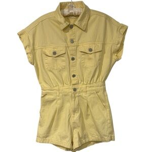 BLANKNYC Afterglow Yellow Denim Utility Romper - Size S